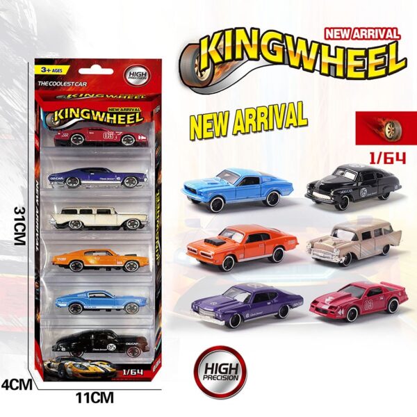 Hot 6Pcs/Set King wheels 1:64 Scale Alloy Pull Back Diecast Toys Collection Vehicles Model Toys Car - Imagem 4