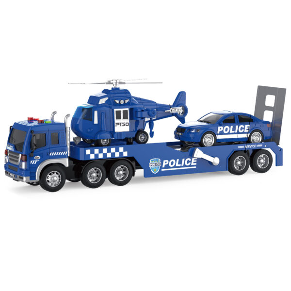 3 IN 1 Coche De Juguete Helicopter Police Cars Toy Set Kids Truck Trailer Toys with Friction Cars Toy