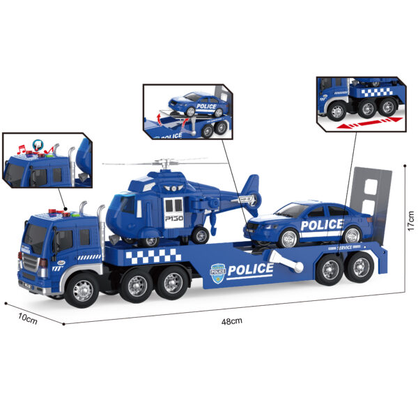 3 IN 1 Coche De Juguete Helicopter Police Cars Toy Set Kids Truck Trailer Toys with Friction Cars Toy - Bild 2