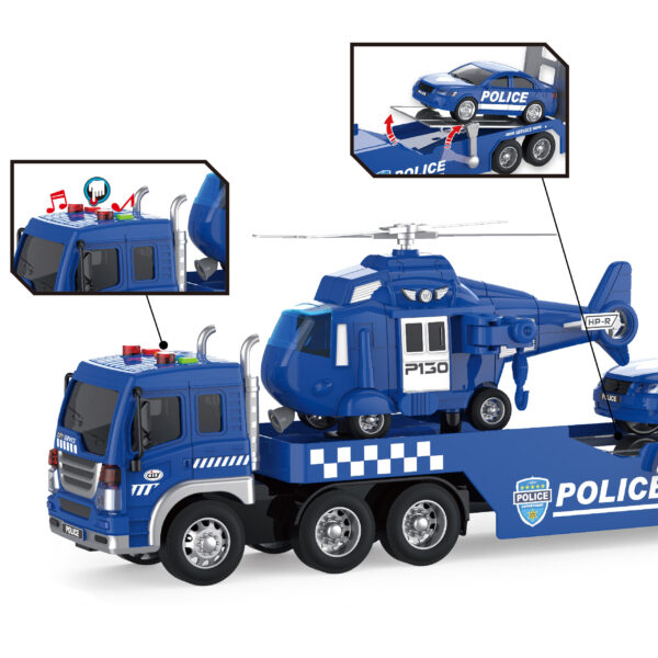 3 IN 1 Coche De Juguete Helicopter Police Cars Toy Set Kids Truck Trailer Toys with Friction Cars Toy - Bild 3