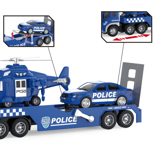 3 IN 1 Coche De Juguete Helicopter Police Cars Toy Set Kids Truck Trailer Toys with Friction Cars Toy - Bild 4