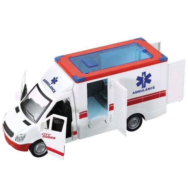 Hot Sale Kid 1:16 Inertial Friction Toy Ambulance Sound Medical Ambulance Rescue Vehicle Toys