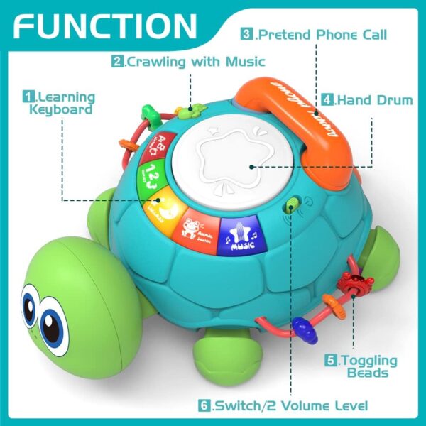 High Quality Cartoon Baby Crawling Induction Cartoon Turtle Telephone Musical Phone Toy Educational Games - Изображение 2