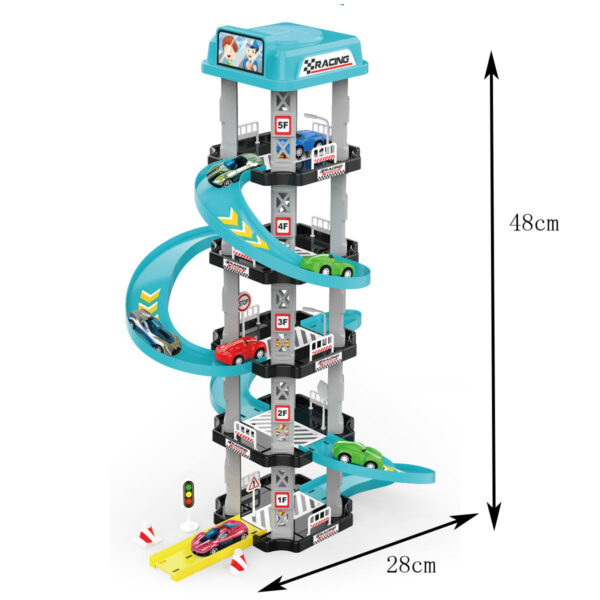 New Design Boys Play Game Set City 5 Floors Racing Track Sliding Car Parking Garage Toy for Kids - Image 4