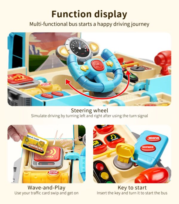 Wholesale Deformation School Bus Pretend Play Driving Simulator Car Toy - 画像 2