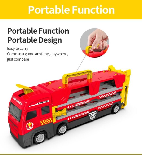 Plastic Transport Car Carrier Truck Toys Mega Hauler Truck with Ejection Race Track - Imagen 3