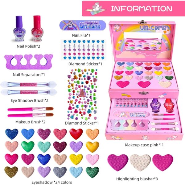 Girl Toys Pretend Play Cosmetic Toys 2 Layers Craft Purple Makeup Case Beauty Kit Eye Shadow Nail Polish For Make Up Kit - Изображение 3