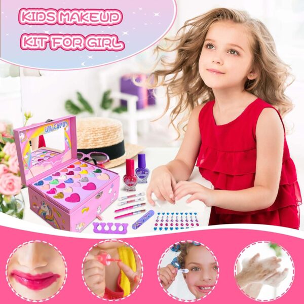 Girl Toys Pretend Play Cosmetic Toys 2 Layers Craft Purple Makeup Case Beauty Kit Eye Shadow Nail Polish For Make Up Kit - Изображение 4