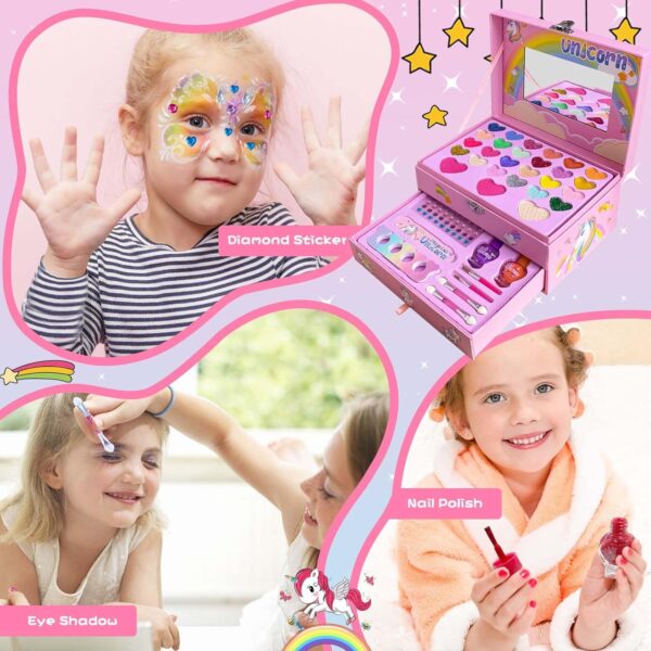 Girl Toys Pretend Play Cosmetic Toys 2 Layers Craft Purple Makeup Case Beauty Kit Eye Shadow Nail Polish For Make Up Kit - Изображение 5