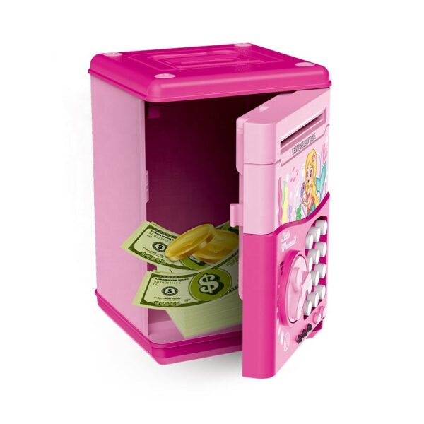 Girl Toys Novelty Kids Safe Plastic Paper Money Saving Boxes Digital Password Electronic Atm Piggy Bank - Imagen 2