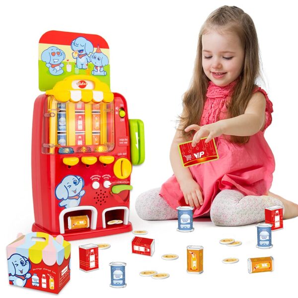 Role Pretend Play Kids Drink Machine Games Mini Interactive Toy Vending Machine for Kids