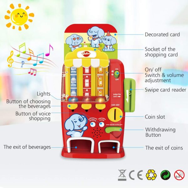 Role Pretend Play Kids Drink Machine Games Mini Interactive Toy Vending Machine for Kids - Imagen 4