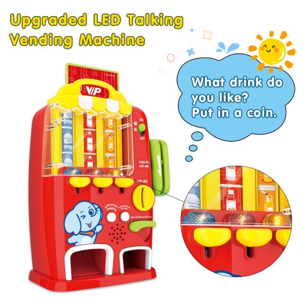 Role Pretend Play Kids Drink Machine Games Mini Interactive Toy Vending Machine for Kids - Imagen 5