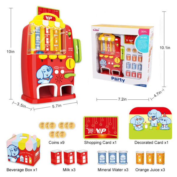 Role Pretend Play Kids Drink Machine Games Mini Interactive Toy Vending Machine for Kids - Imagen 6