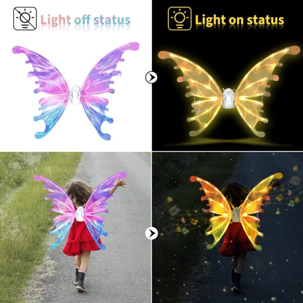 Maßgeschneiderte LED-Spielzeuge, leuchtende Schmetterlingsflügel, elektrisch leuchtende Feenflügel für Kinder, Cosplay - Bild 3