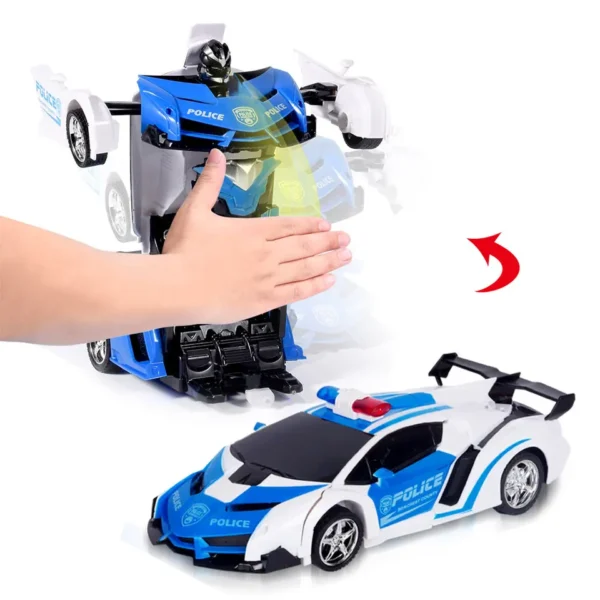 1:18 Scale Remote Control Police Car Stunt Hand Control Robot Car Deformation Rc Car