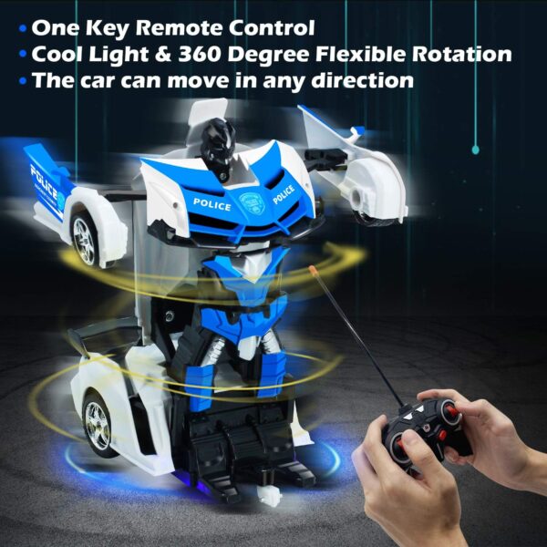 1:18 Scale Remote Control Police Car Stunt Hand Control Robot Car Deformation Rc Car - Imagem 3