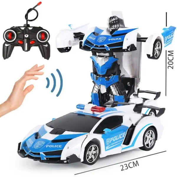 1:18 Scale Remote Control Police Car Stunt Hand Control Robot Car Deformation Rc Car - Imagem 6