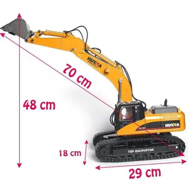 1:14 Scale 23CH Metal Huina 1580 RC Truck Big Excavator Full Alloy ELectric Pickup Car Digger RC Excavator - Image 3