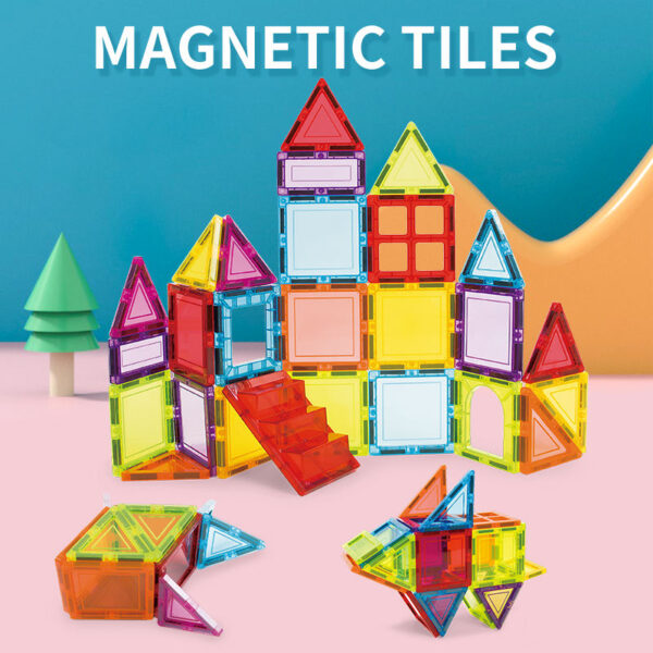 New Style Hot Sale 3D Magnetic Colorful Plastic 110pcs Magnetic Building Tiles for Kids - Изображение 2