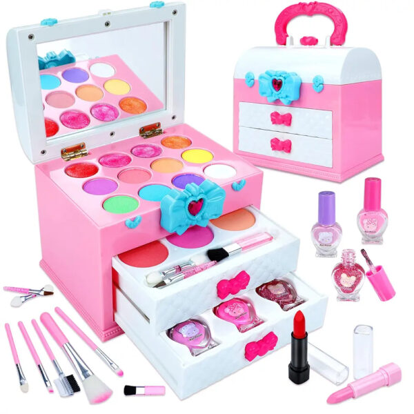 Factory Kids Baby Play Makeup Box Ruby Bow Cosmetic Case Kids Makeup Kit for Girl