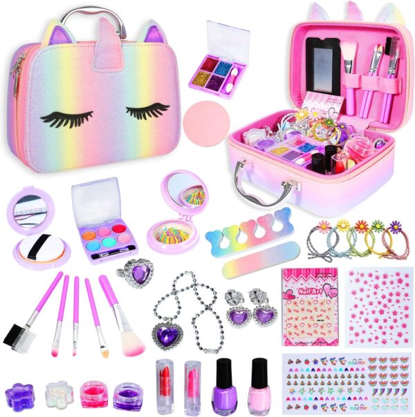 Hot Sale Girls Toy Pretend Play Cosmetics Safe Makeup Toy Set with Portable Storage Box Makeup Toys