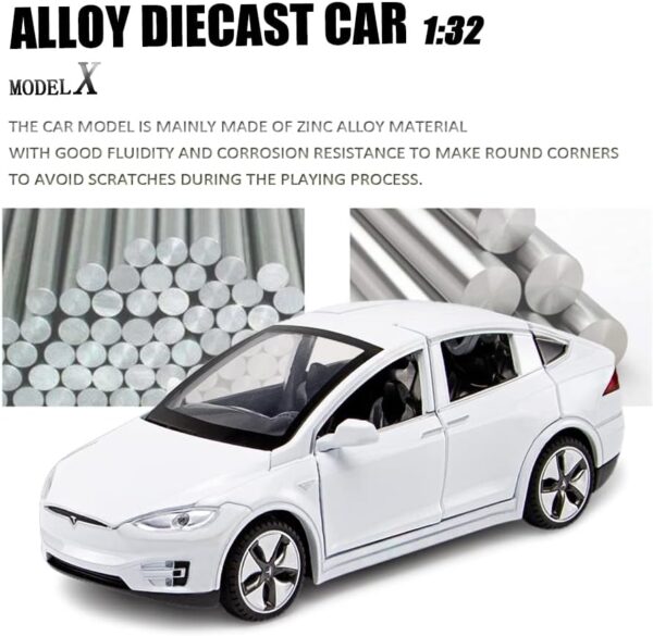 卸売 1:32 Scale Car Model Tesla Model X Toy Car Sound Light Pull Back Model Diecast Toys - 画像 2