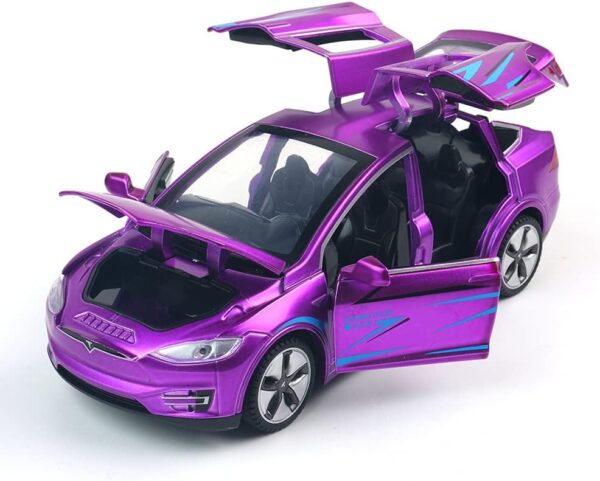 卸売 1:32 Scale Car Model Tesla Model X Toy Car Sound Light Pull Back Model Diecast Toys - 画像 3