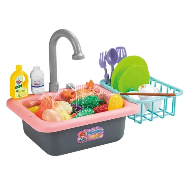 Wholesale Electric Circulating Water Dishwasher Toy Kids Play Kitchen Sink Toys