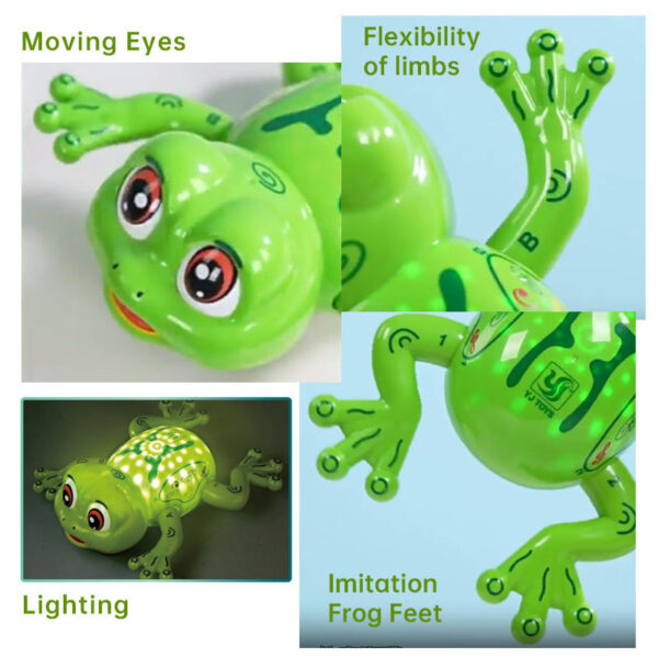 Children's Electric Frog Toys Cars Music Colorful Lights 360 Degree Rotating Obstacle Avoidance Walking Frog Toys - Image 3