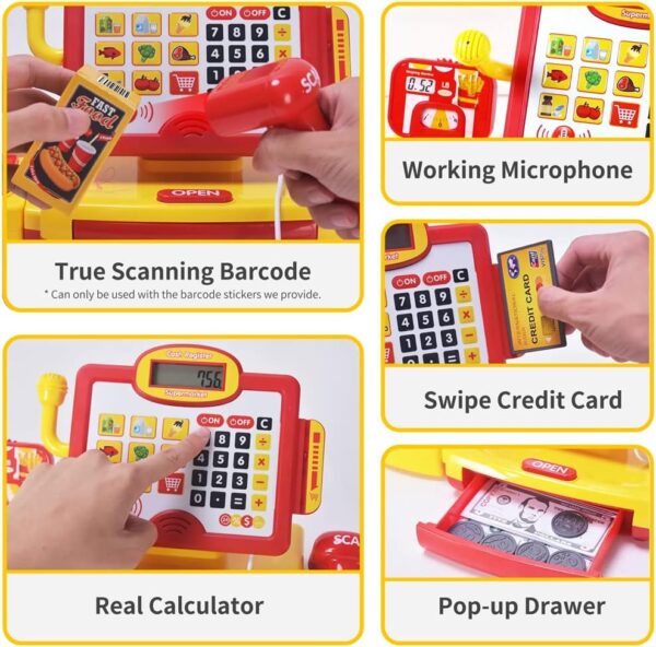 Cashier Toy Shopping Pretend Play Money Machine Supermarket Cash Register Toy For Kid Birthday Christmas Gifts - 영상 2