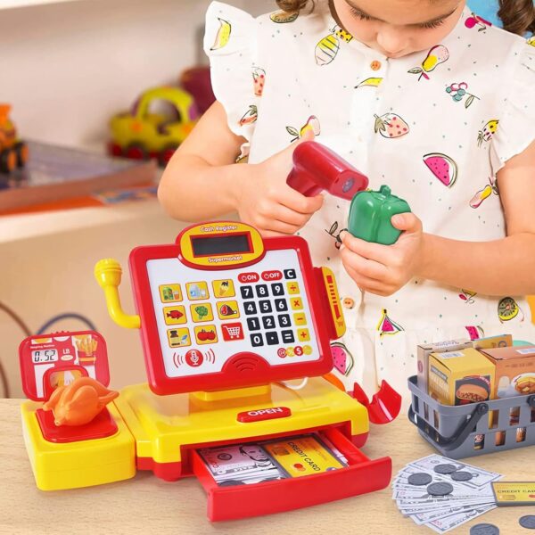 Cashier Toy Shopping Pretend Play Money Machine Supermarket Cash Register Toy For Kid Birthday Christmas Gifts - 영상 3