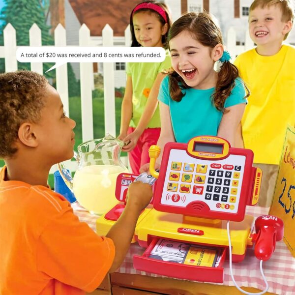 Cashier Toy Shopping Pretend Play Money Machine Supermarket Cash Register Toy For Kid Birthday Christmas Gifts - 영상 4