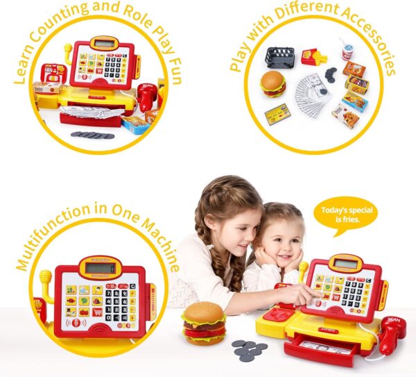 Cashier Toy Shopping Pretend Play Money Machine Supermarket Cash Register Toy For Kid Birthday Christmas Gifts - 영상 6