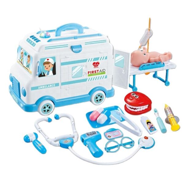 First-Aid Ambulance Car Toy Plastic Medical Kit Play And Role-Play Setting With Doctor Doll