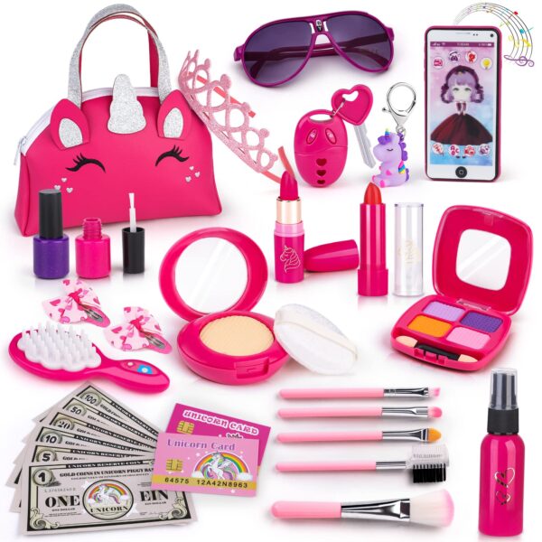 Wholesale Girl Purses Pretend Play Simulation Makeup Toy Unicorn Makeup Kit for Kids