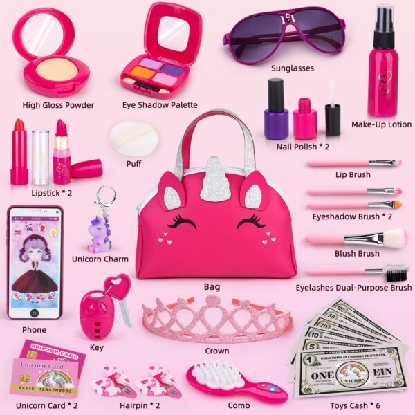 Wholesale Girl Purses Pretend Play Simulation Makeup Toy Unicorn Makeup Kit for Kids - 图片 2