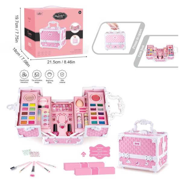 Wholesale Cosmetic Kit Suitcase Beauty Toys Set Kids Pretend Play Real Make-up Sets Cosmetics Box Toy for Girls - Imagem 2