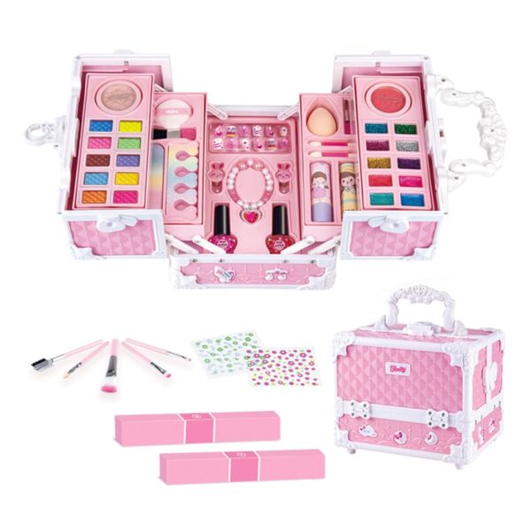 Wholesale Cosmetic Kit Suitcase Beauty Toys Set Kids Pretend Play Real Make-up Sets Cosmetics Box Toy for Girls - Imagem 3