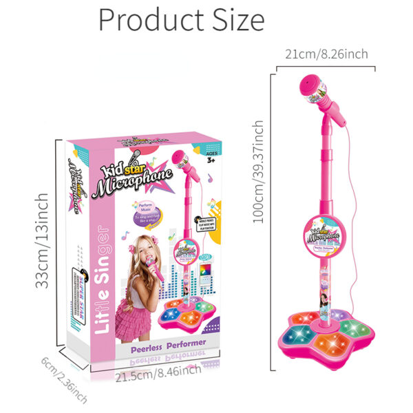 Wholesale Battery Operated Stand Karaoke Instrument Music Toys Light Up Microphone Toy for Kids - Imagem 2