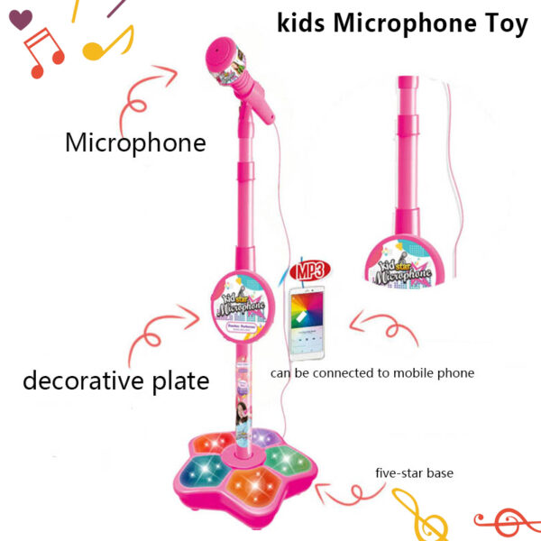 Wholesale Battery Operated Stand Karaoke Instrument Music Toys Light Up Microphone Toy for Kids - Imagem 3