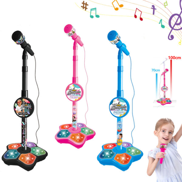 Wholesale Battery Operated Stand Karaoke Instrument Music Toys Light Up Microphone Toy for Kids - Imagem 4