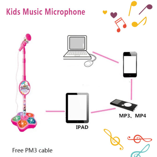 Wholesale Battery Operated Stand Karaoke Instrument Music Toys Light Up Microphone Toy for Kids - Imagem 5