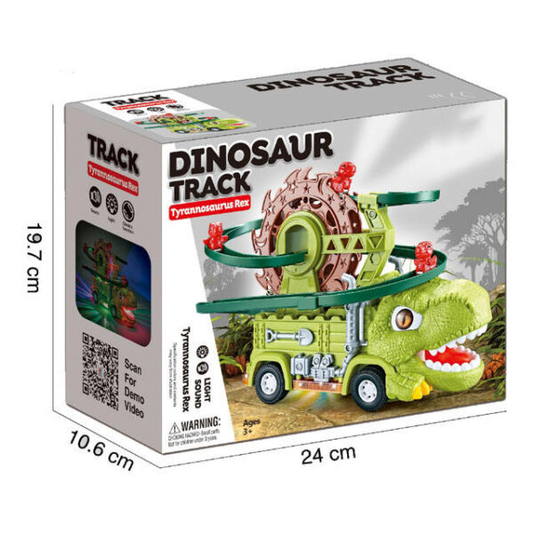 Track Car Railway Dino Roller Coaster Obstacle Avoidance Universal Lights Sounds Dinosaur Truck Toys - 영상 3