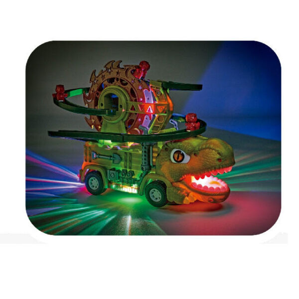 Track Car Railway Dino Roller Coaster Obstacle Avoidance Universal Lights Sounds Dinosaur Truck Toys - 영상 5