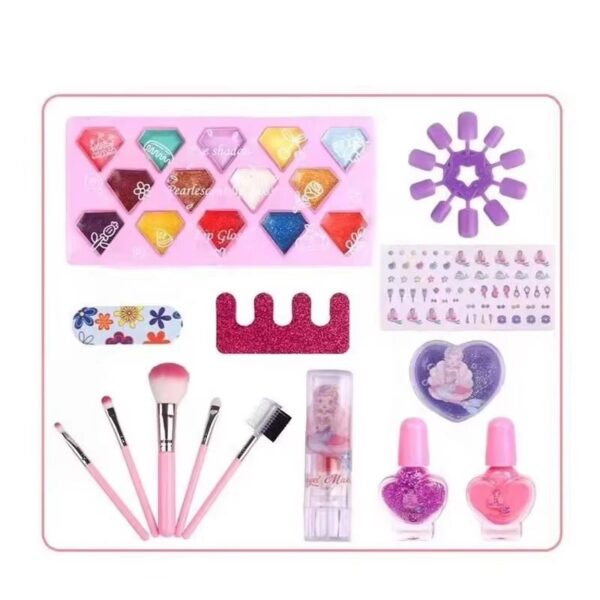 New Makeup Toy Kit Real Cosmetic Case Washable Makeup Set for Princess Pretend Play Nail Art Toys Beauty - 图片 2