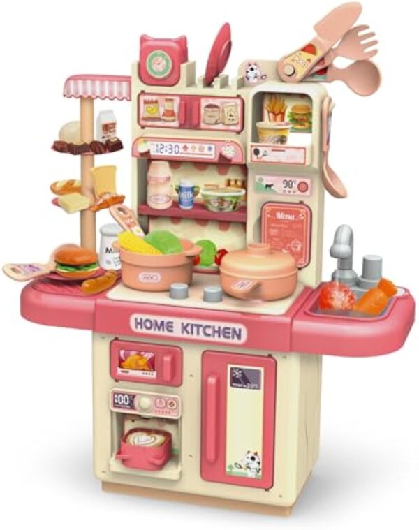 Customized Plastic Role Play Kitchen Play Set Toy Kids Cooking Food Kitchen Toys Female Spraying Kitchen Set Toys