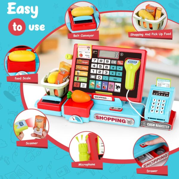 Cash Register Toys Simulation Shopping Toys Gifts with Electronic Sounds Fun Indoor Pretend Play House Toys for Children - 영상 3