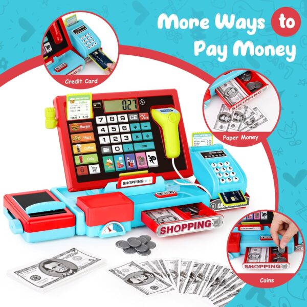 Cash Register Toys Simulation Shopping Toys Gifts with Electronic Sounds Fun Indoor Pretend Play House Toys for Children - 영상 4