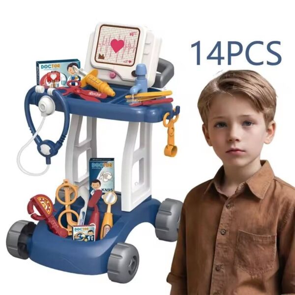 Wholesale Pretend Medical Doctor Kits Medical Mobile Cart Doctor Toy Accessories Play Set For Kids - Imagem 2